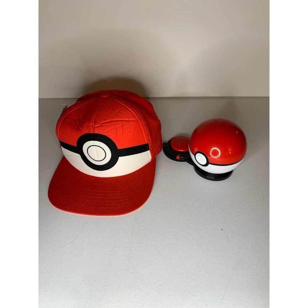 Pokemon Poke Ball Hat & Trainer Guess Game Electronic Toy Bundle Red Snapback...